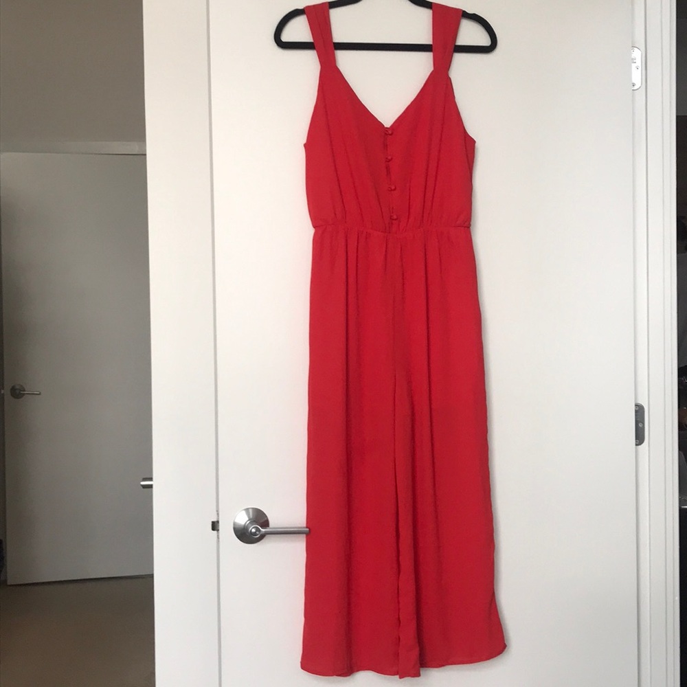 Airy chiffon wide leg romper